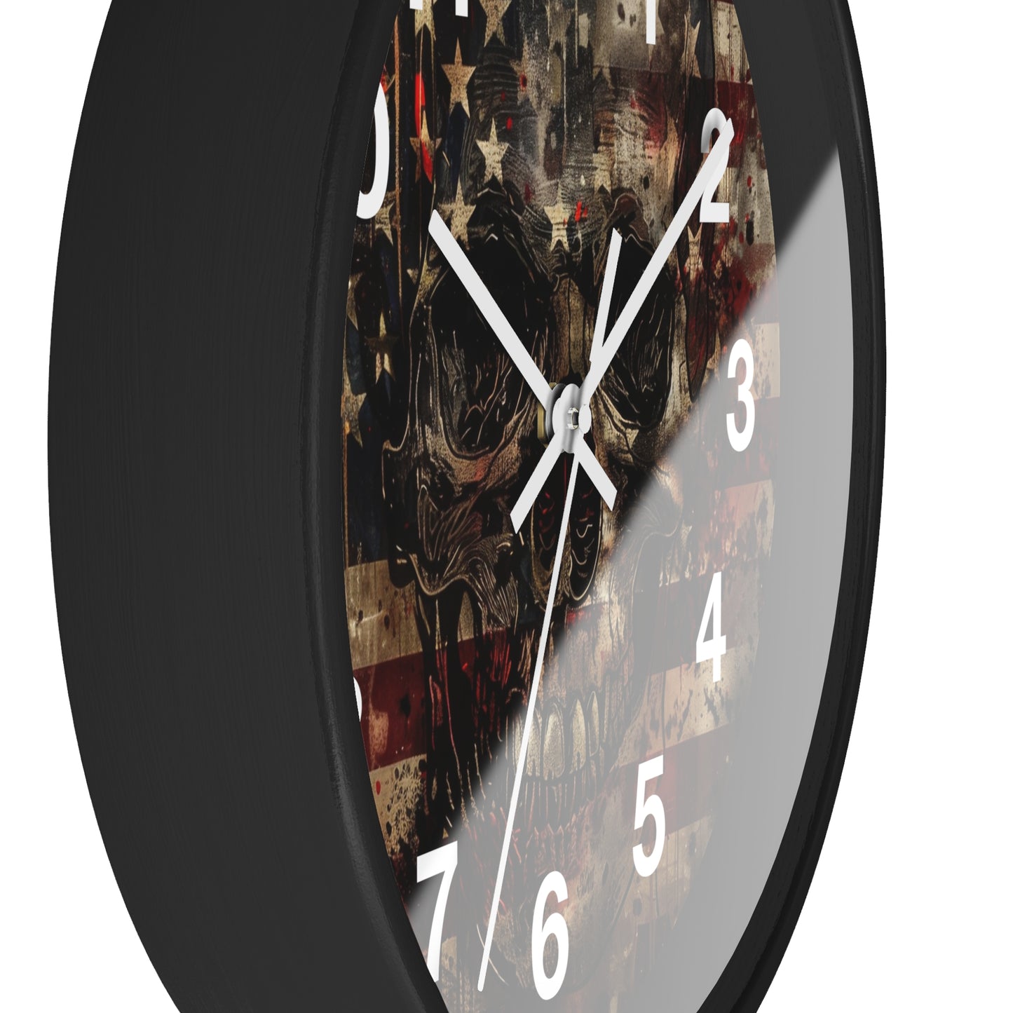Skull with American Flag Wall Clock | Grunge Patriotic Art | Battery Operated | Bold USA Decor | Perfect Gift for Rebel Patriots