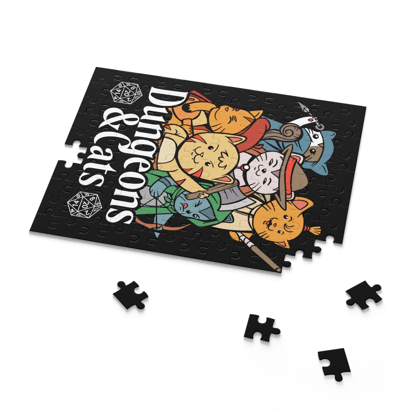 Dungeons and Cats Jigsaw Puzzle Funny D&D Parody 120-500 Pieces for Nerdy Fantasy Game Fans and Cat Lovers RPG Style Puzzle