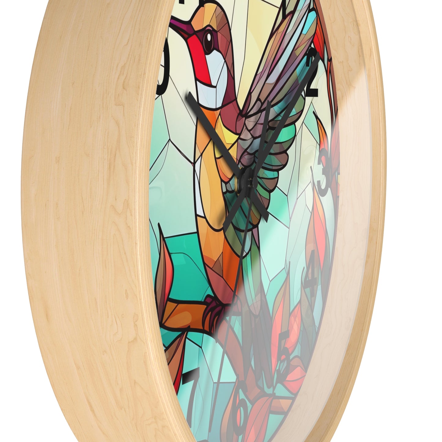 Beautiful Hummingbird Stained Glass Wall Clock | Colorful Vibrant Bird Design | Battery Operated | Unique Home Decor | HummingBird Gift