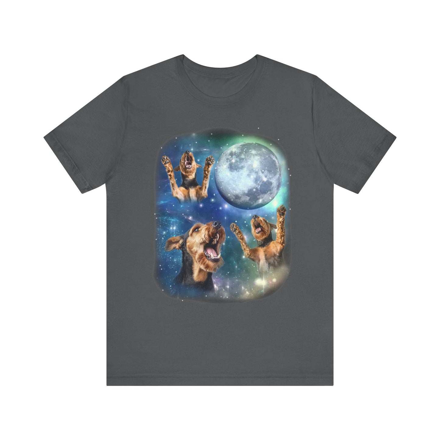 Airedale Terrier Howling at Moon Shirt Vintage 90s Inspired Dog Lover Tee Funny Dog Shirt Unique Airedale Gift Retro Animal Lover Apparel