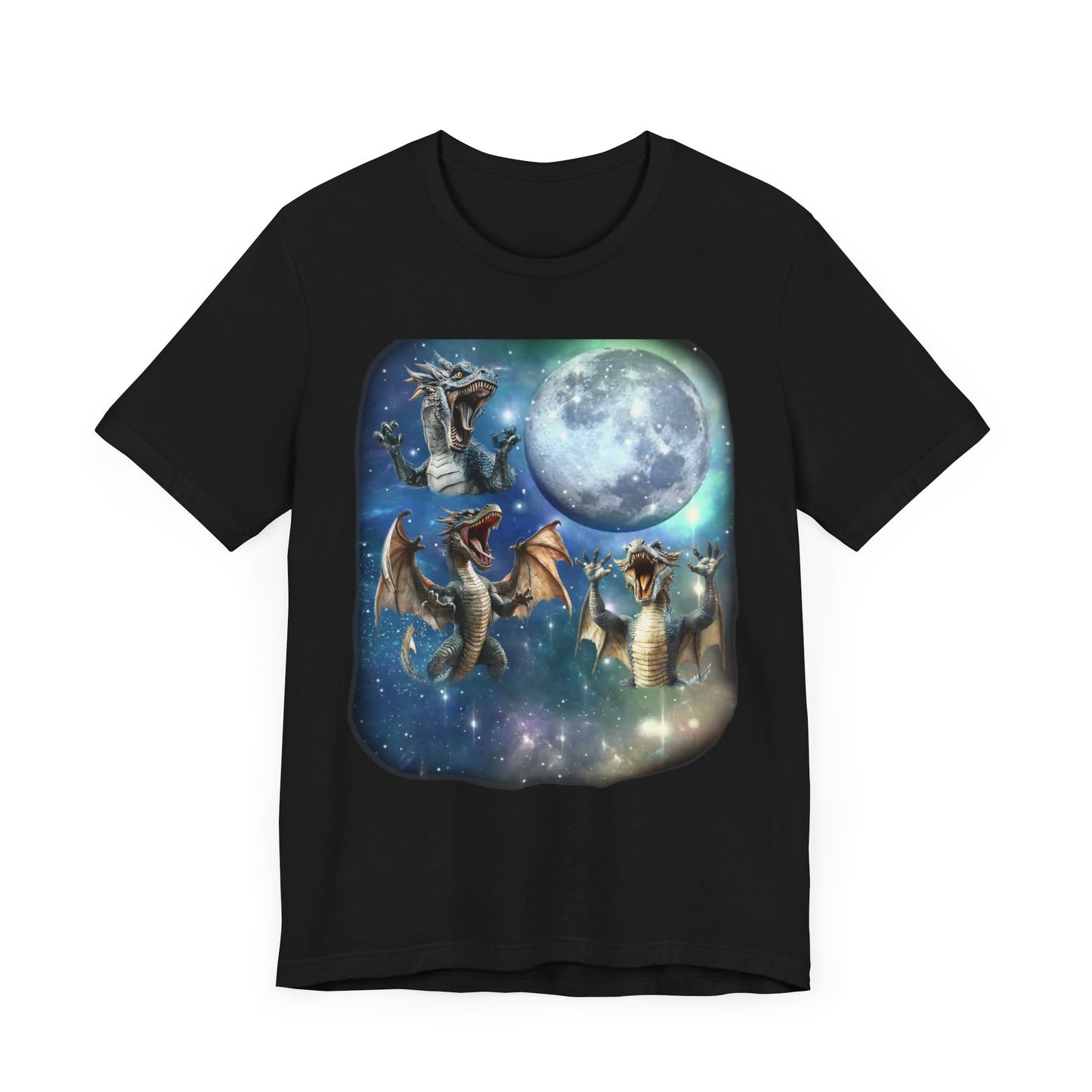 Dragons Howling at the Moon Shirt | Vintage 90s Inspired Mythical Creature Tee | Fantasy Lover Gift | Retro Dragon Vibes Funny Dragon Humor