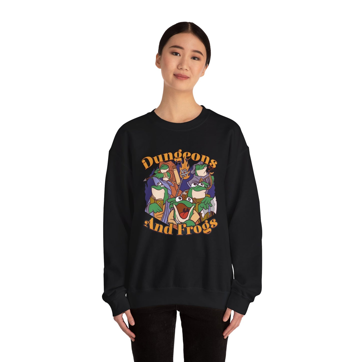 Dungeons and Frogs Funny D&D Parody Sweatshirt | Nerdy Fantasy Game Sweater Frog Lovers | Unique Winter Gift | Cozy Fun Sweatshirt Gamers