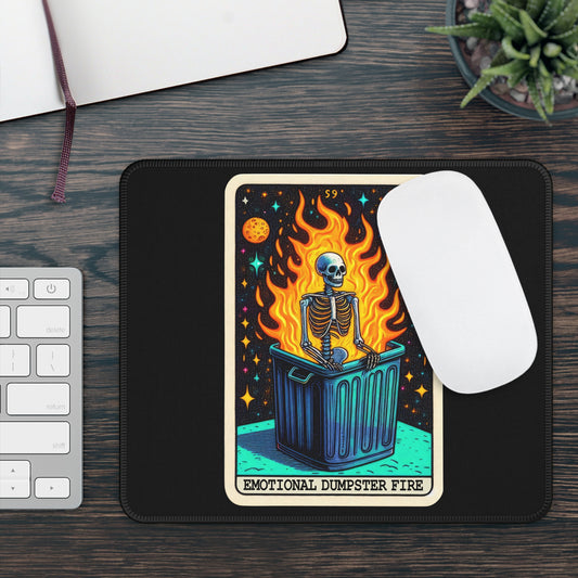 Emotional Dumpster Fire Tarot Card Non Slip Mouse Pad | Funny Office Desk Decor Sarcastic Jokes Tarot-Inspired Desk Mat Humor Desk Accessory