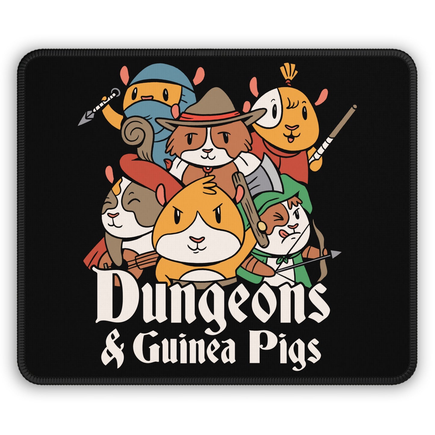 Dungeons and Guinea Pigs Non Slip Mouse Pad | Fantasy Game Desk Decor Guinea Pig Lovers GIft RPG-Inspired Desk Mat | Fun Gaming Accessory