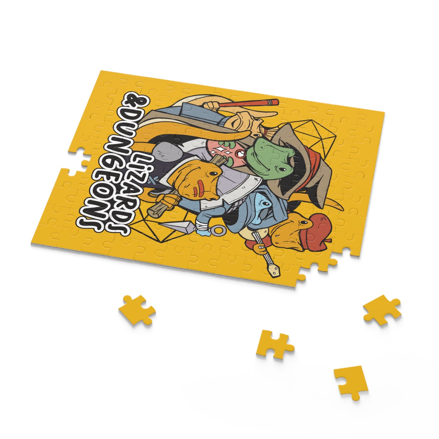 Dungeons and Lizards Jigsaw Puzzle Funny D&D Parody 120-500 Pieces for Nerdy Fantasy Game Fans and Lizard Lovers RPG Style Puzzle