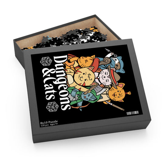 Dungeons and Cats Jigsaw Puzzle Funny D&D Parody 120-500 Pieces for Nerdy Fantasy Game Fans and Cat Lovers RPG Style Puzzle