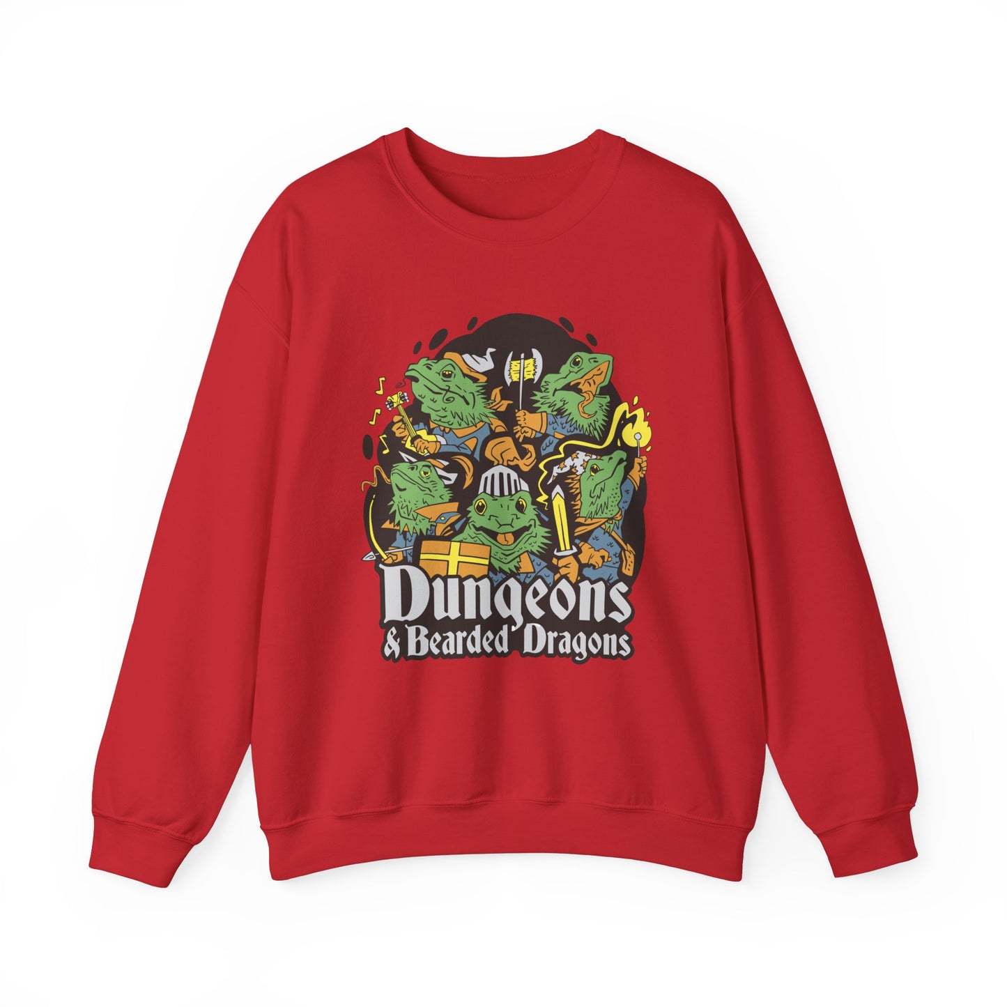 Dungeons and Bearded Dragons Funny D&D Parody Sweatshirt | Nerdy Fantasy Sweater Bearded Dragon Lovers Winter Gift Cozy Fun Sweatshirt Gamer